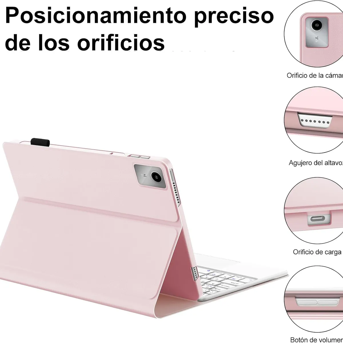 GENERICO - Funda Con Teclado Bluetooth Touchpad para Lenovo M11  K11 - ROSADO