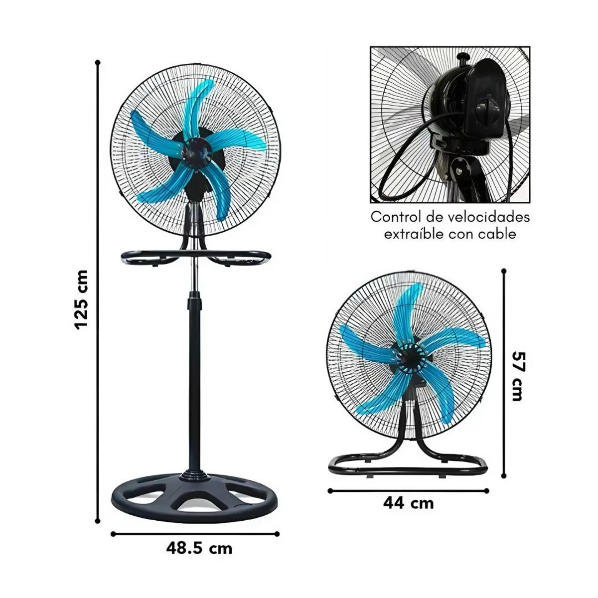 GENERICO - Ventilador de Pedestal 5 Aspas Portátil 18pulgadas 3en1