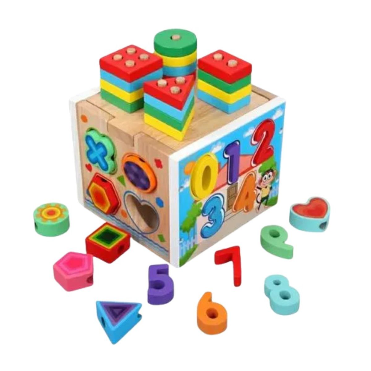 GENERICO - Cubo Didactico Con Encajes y Numeros