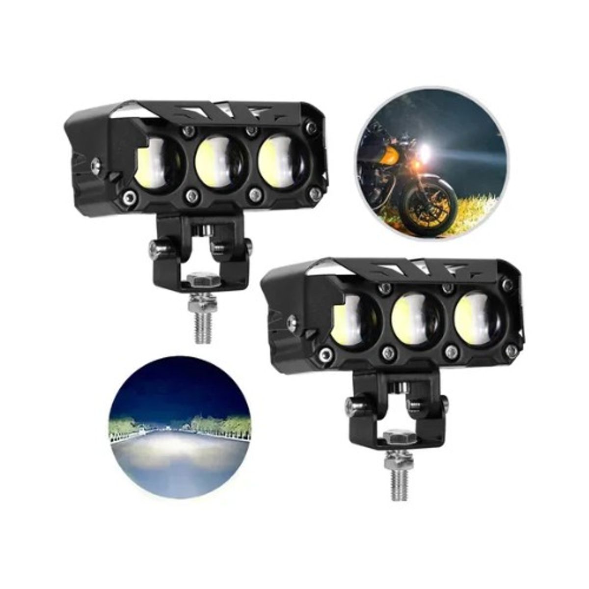 GENERICO - Faro Auxiliare 3 Modos Doble Color amarillo y blanco Led