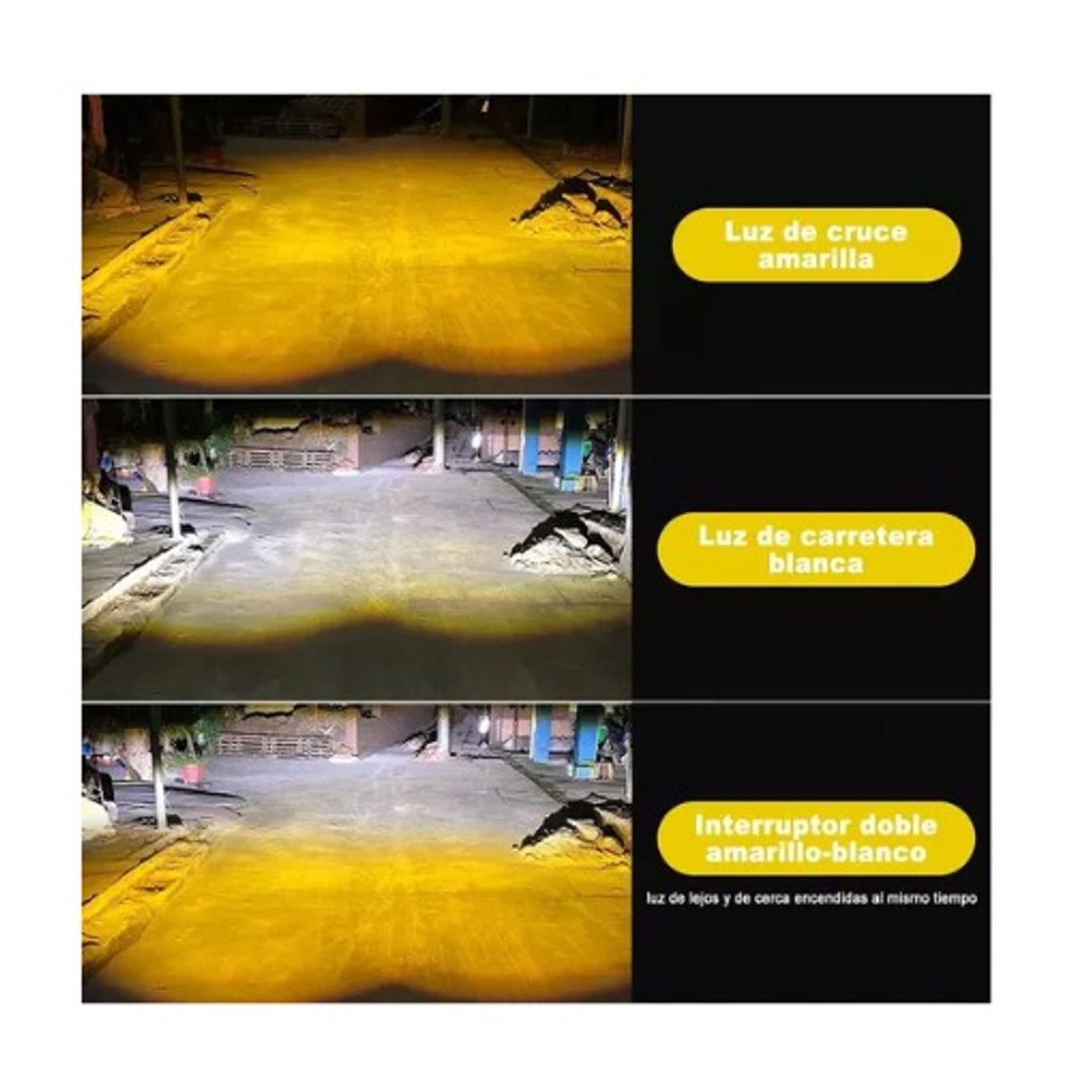 GENERICO - Faro Auxiliare 3 Modos Doble Color amarillo y blanco Led