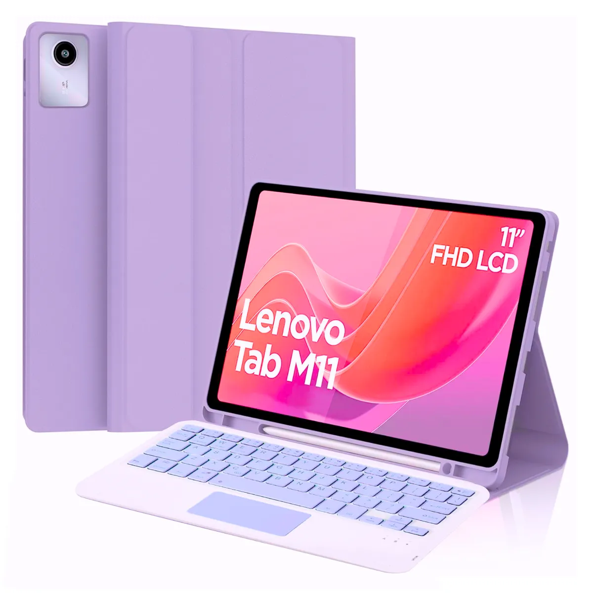 GENERICO - Funda Con Teclado Bluetooth Touchpad para Lenovo M11  K11 - LILA