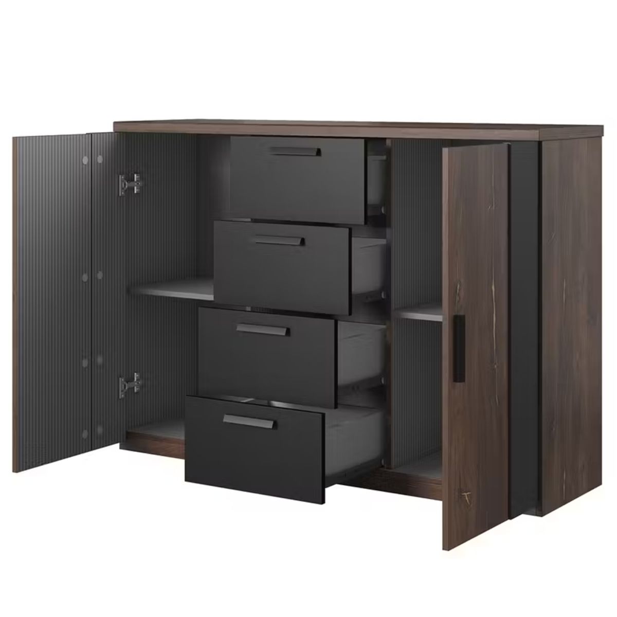 R&R MUEBLES - Comoda Moderna Tsurumi  Marrón y Negro R&R MUEBLES