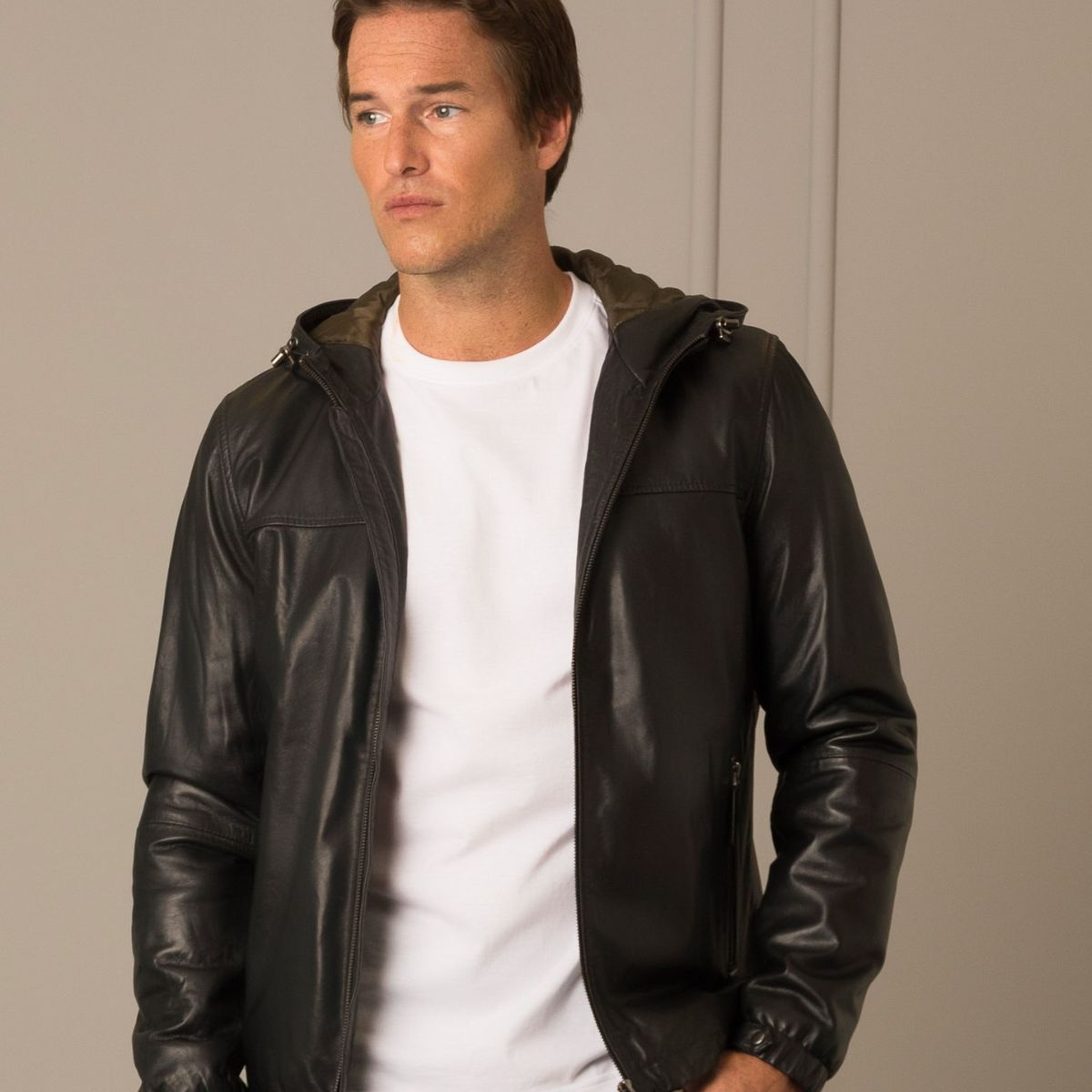 VELEZ - Vélez Casaca Sporty Humanista Cuero Hombre Capucha Negro