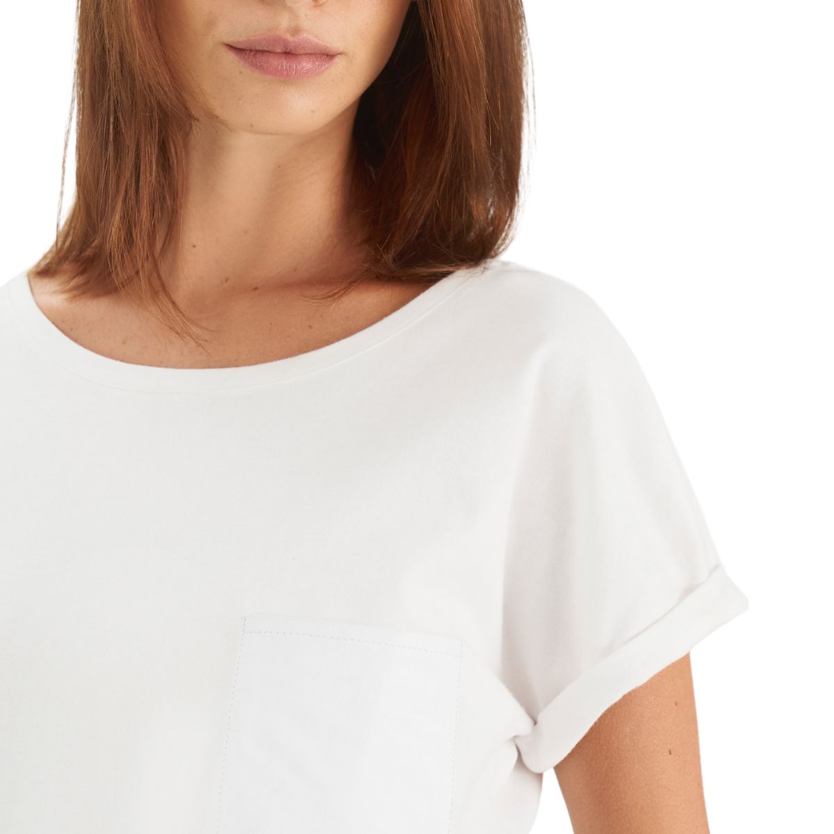 VELEZ - Vélez Camiseta Manga Corta Para Mujer Bolsillo Cuero Blanco