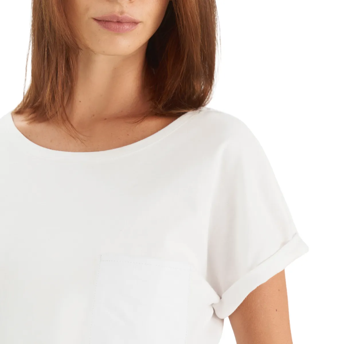 VELEZ - Vélez Camiseta Manga Corta Para Mujer Bolsillo Cuero Blanco