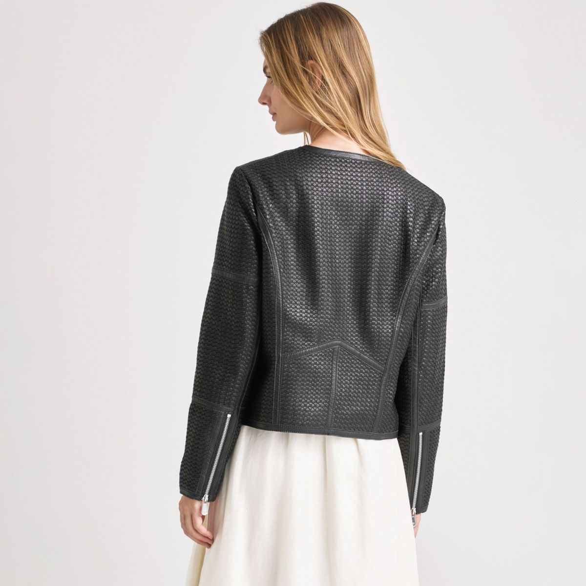 VELEZ - Vélez Casaca De Cuero Tejido Para Mujer Woven Negro