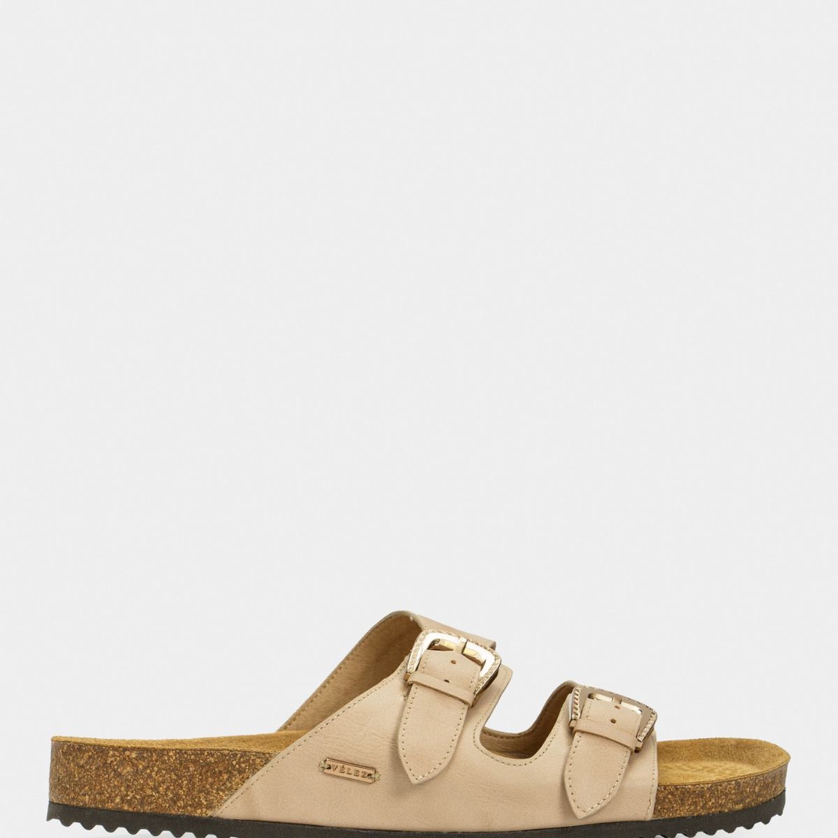 VELEZ - Vélez Sandalias Plana Pilos Cuero Mujer Suela Corcho Beige
