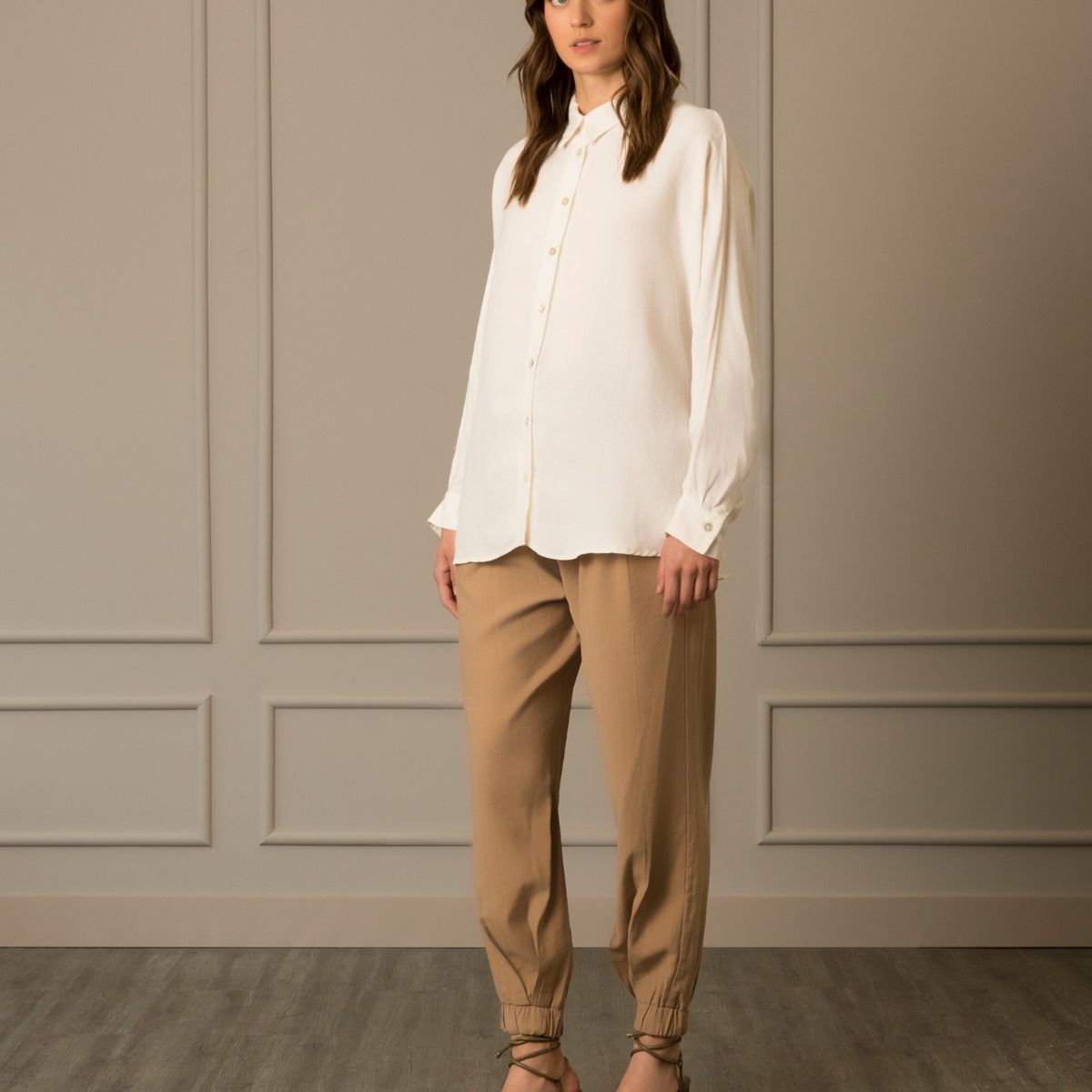 VELEZ - Vélez Camisa Manga Larga Tomillo Mujer Fit Oversized Blanco