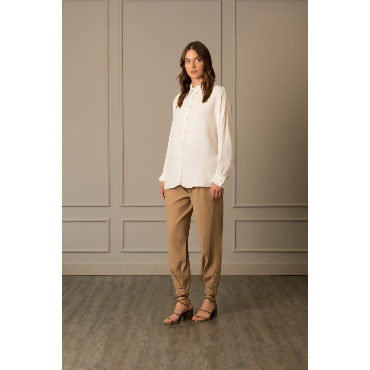 VELEZ - Vélez Camisa Manga Larga Tomillo Mujer Fit Oversized Blanco