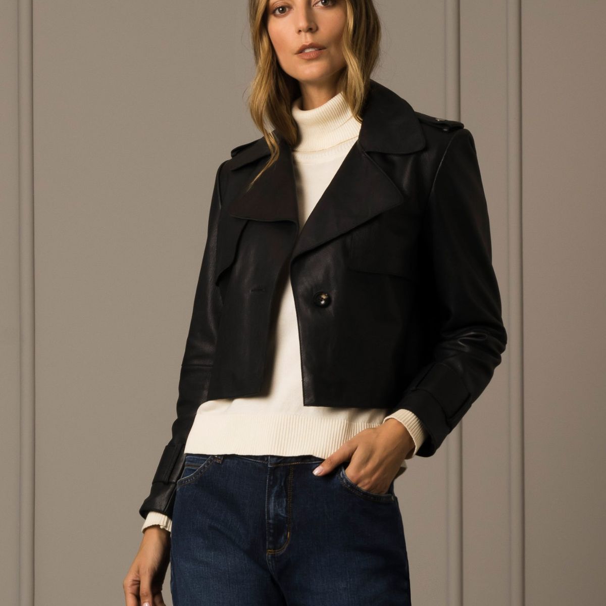 VELEZ - Vélez Casaca Biker Saha Cuero Mujer Negro