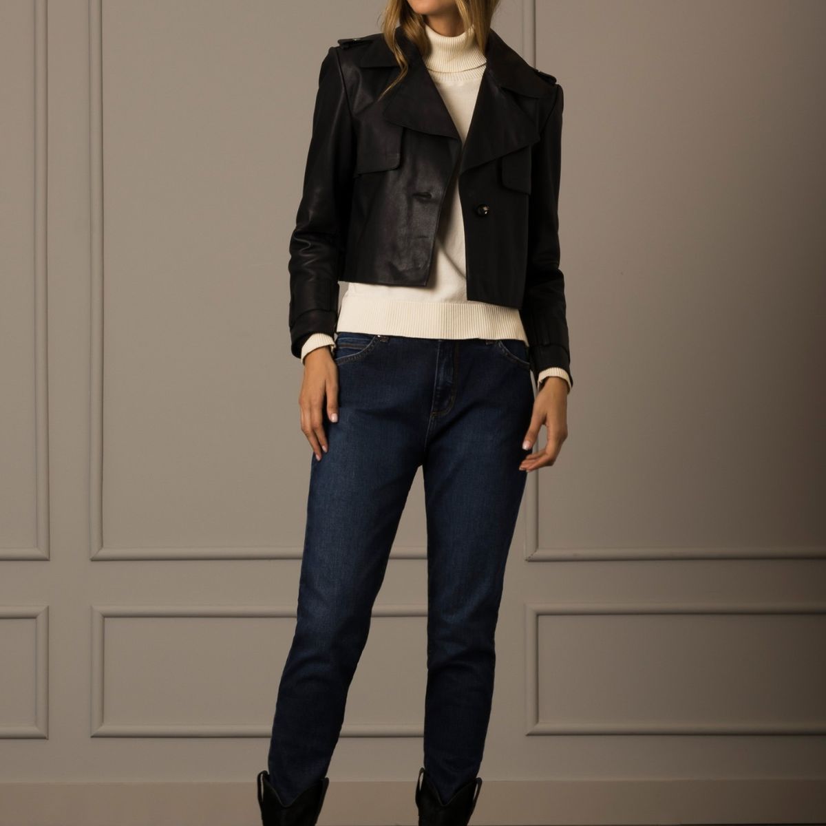 VELEZ - Vélez Casaca Biker Saha Cuero Mujer Negro