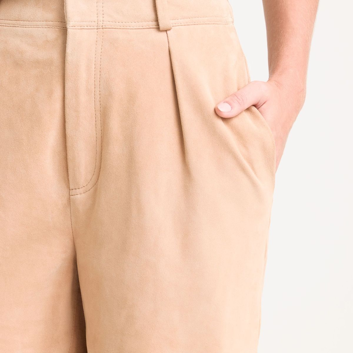 VELEZ - Vélez Short Ciboria De Cuero Gamuza Mujer Tiro Alto Arena