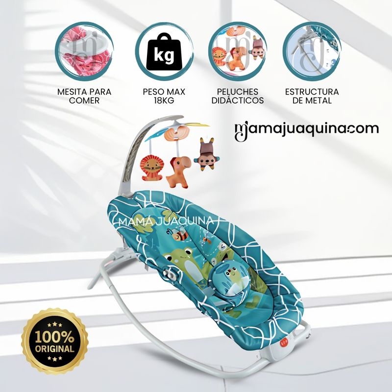 BABY - Silla Mecedora con Bandeja de Comer «OCEAN» Didáctico Blue