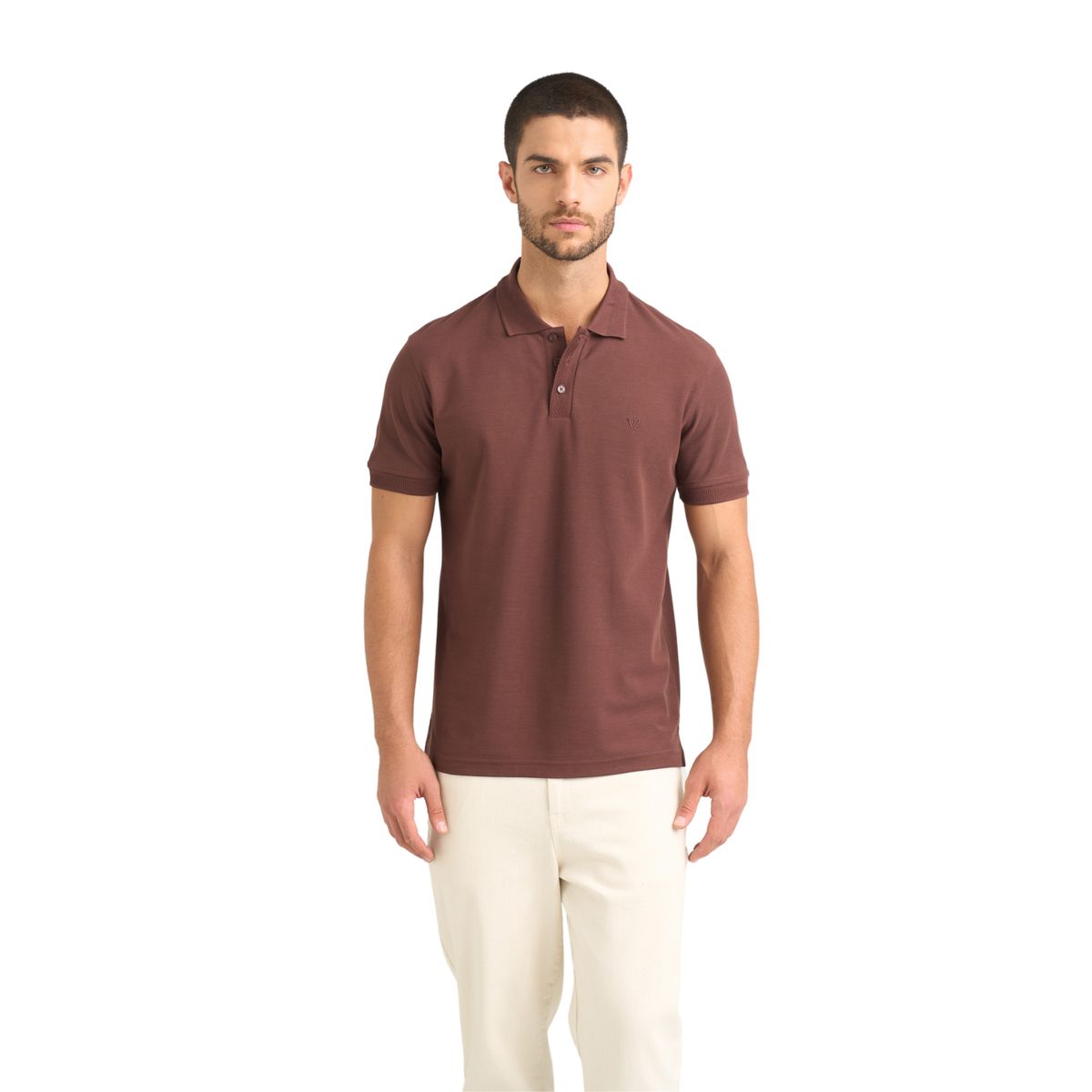 VELEZ - Vélez Polo Para Hombre Semi Fit Detalle Jacquard Café