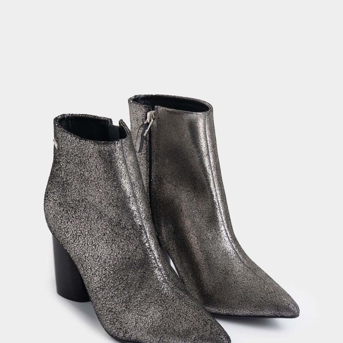 VELEZ - Vélez Botines Agata Cuero Mujer Efecto Craquelado Plata