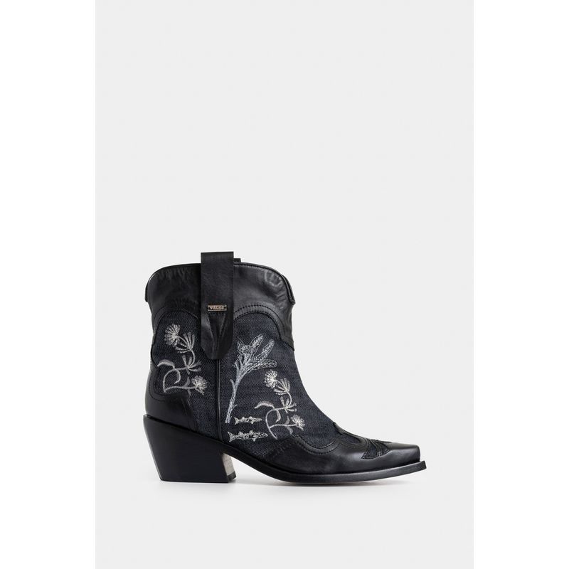 VELEZ - Vélez Botines Linaje Denim Y Cuero Mujer Texana Azul Oscuro