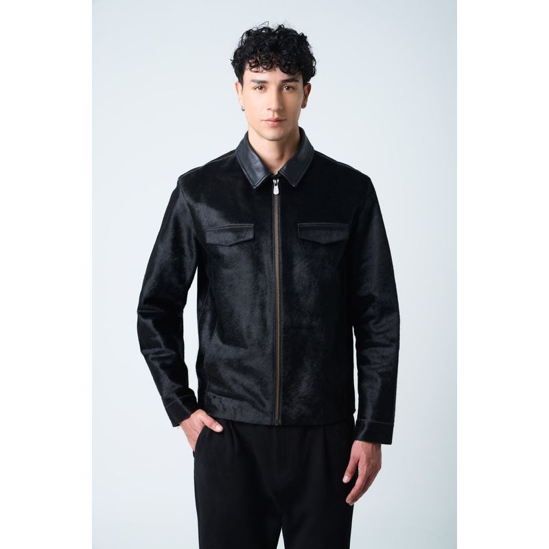 VELEZ - Vélez Casaca Lyra De Cuero Pelo Hombre Silueta Trucker Negro