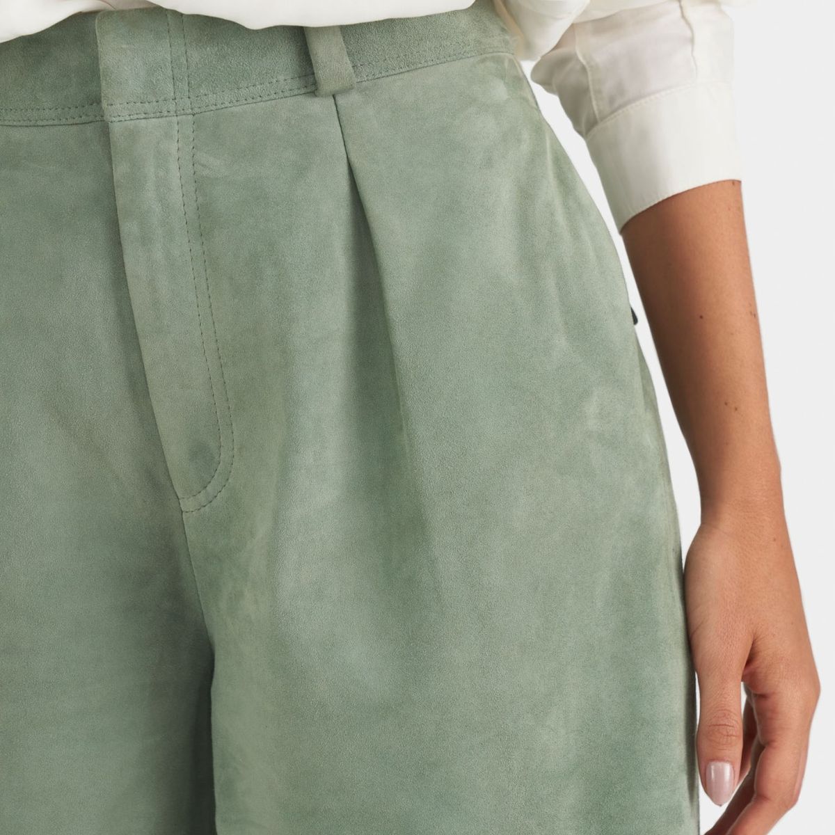 VELEZ - Vélez Short Ciboria Cuero Mujer Tiro Alto Agua Marina