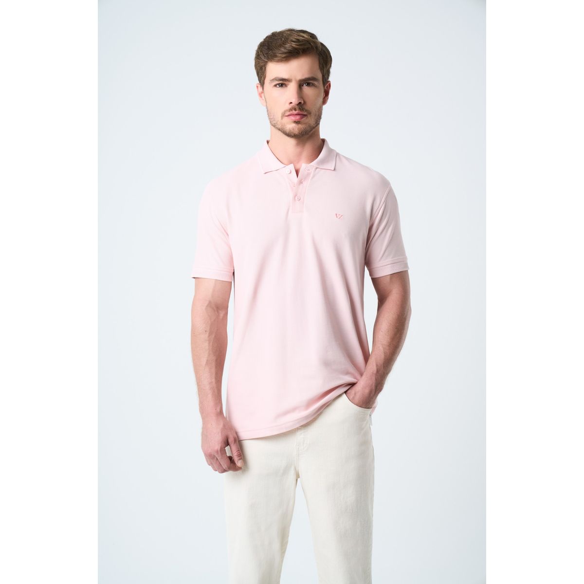 VELEZ - Vélez Polo Para Hombre Semi Fit Detalle Jacquard Rosado
