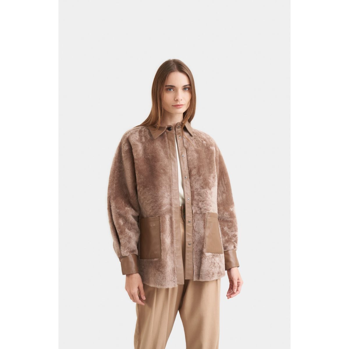 VELEZ - Vélez Abrigo Kalahari De Cuero Ovino Mujer Doble Faz Canela