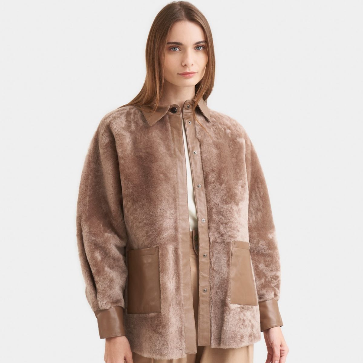 VELEZ - Vélez Abrigo Kalahari De Cuero Ovino Mujer Doble Faz Canela