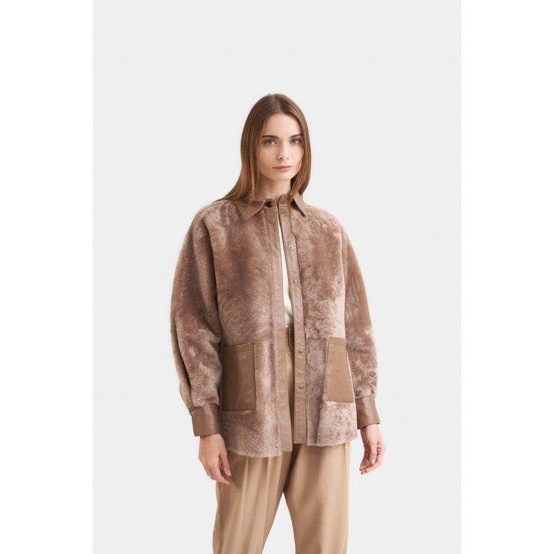 VELEZ - Vélez Abrigo Kalahari De Cuero Ovino Mujer Doble Faz Canela