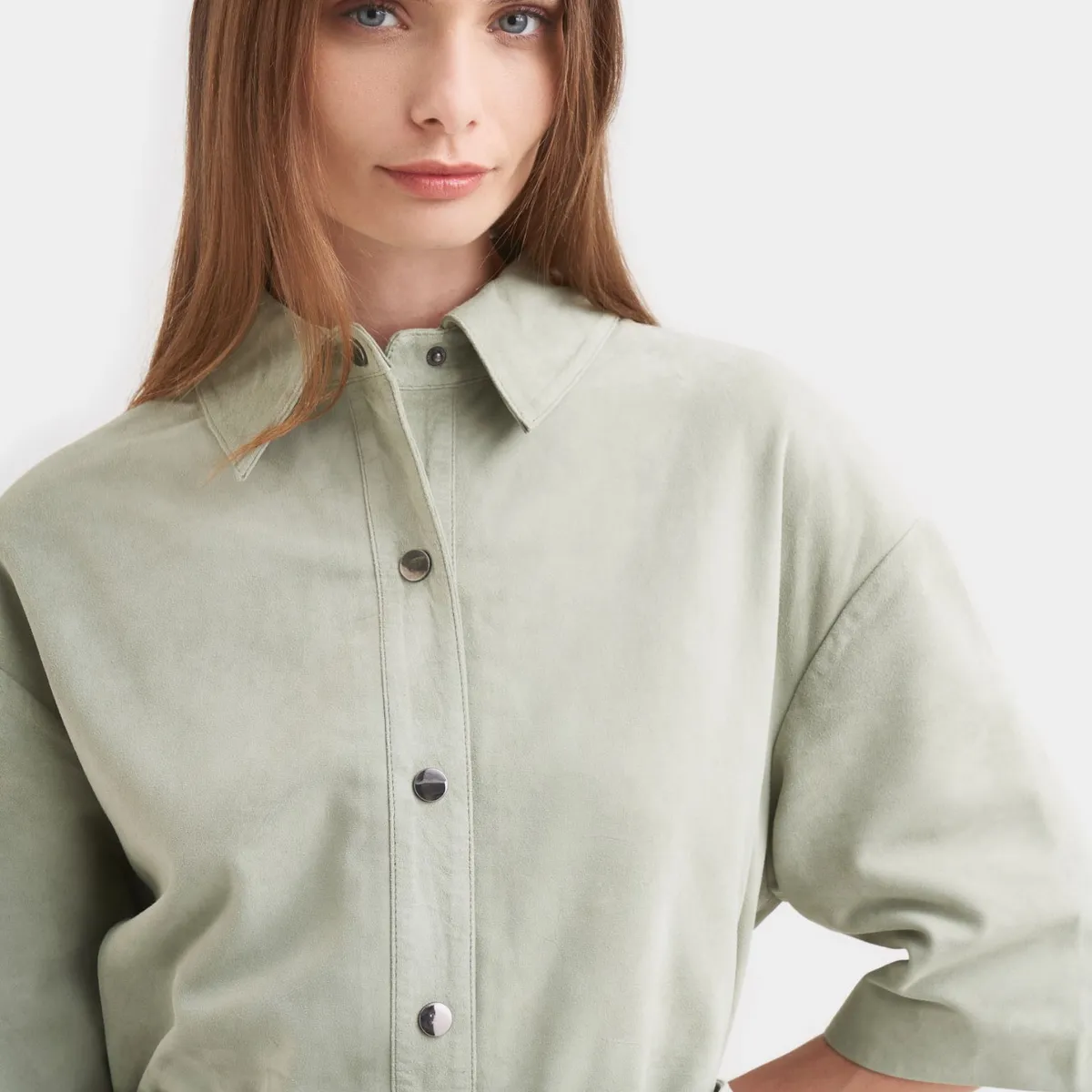 VELEZ - Vélez Vestido Camisero Neu Cuero Gamuza Mujer Agua Marina