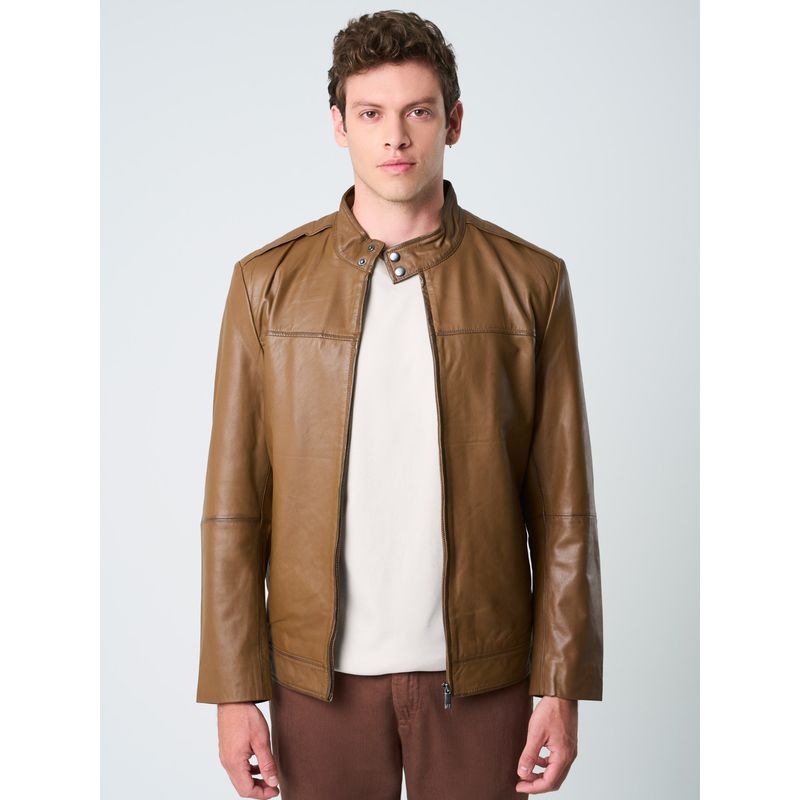 VELEZ - Vélez Casaca Bosa De Cuero Hombre Fit Semi Holgado Miel