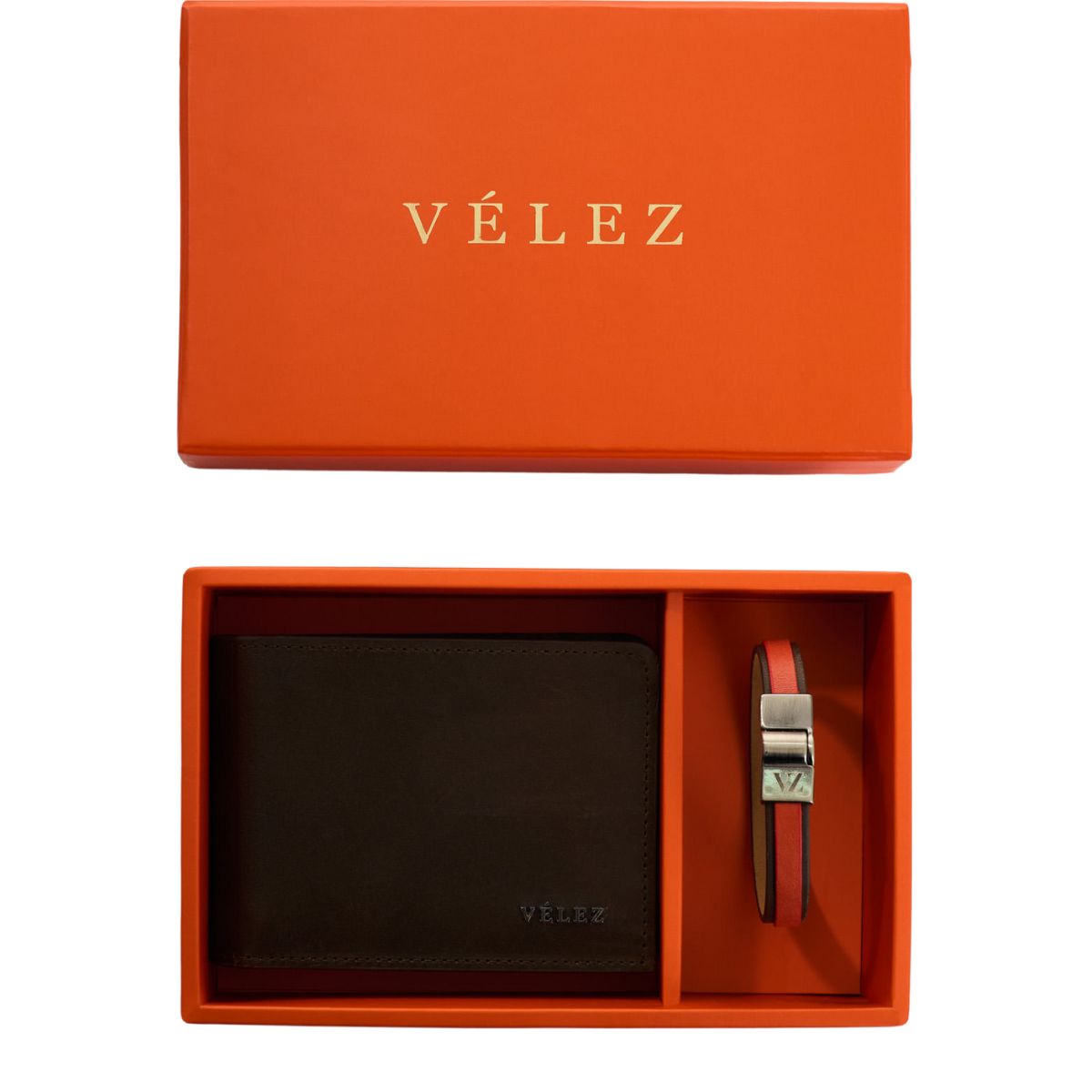 VELEZ - Vélez Kit Billetera Y Manilla De Cuero Para Hombre Ivy Café