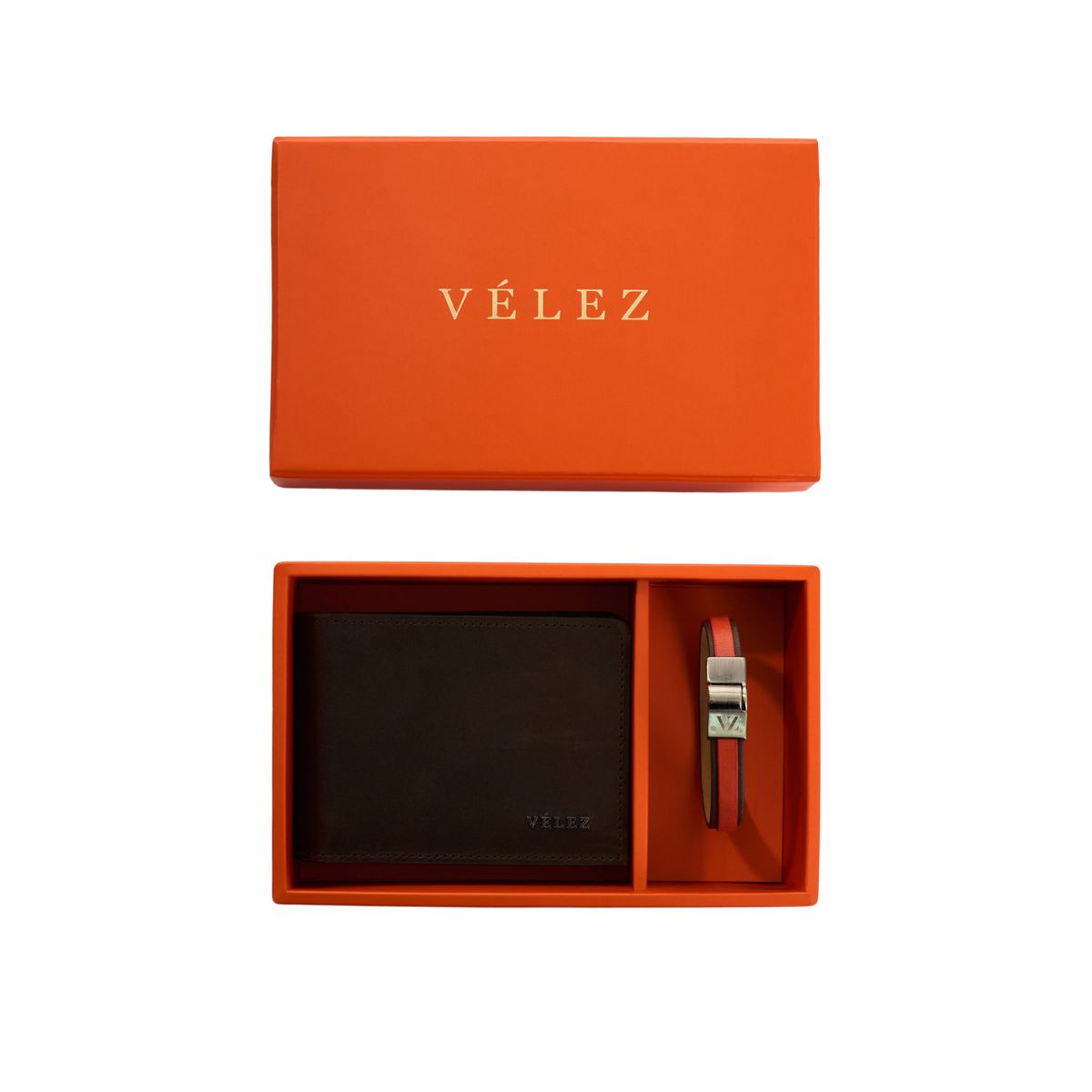 VELEZ - Vélez Kit Billetera Y Manilla De Cuero Para Hombre Ivy Café