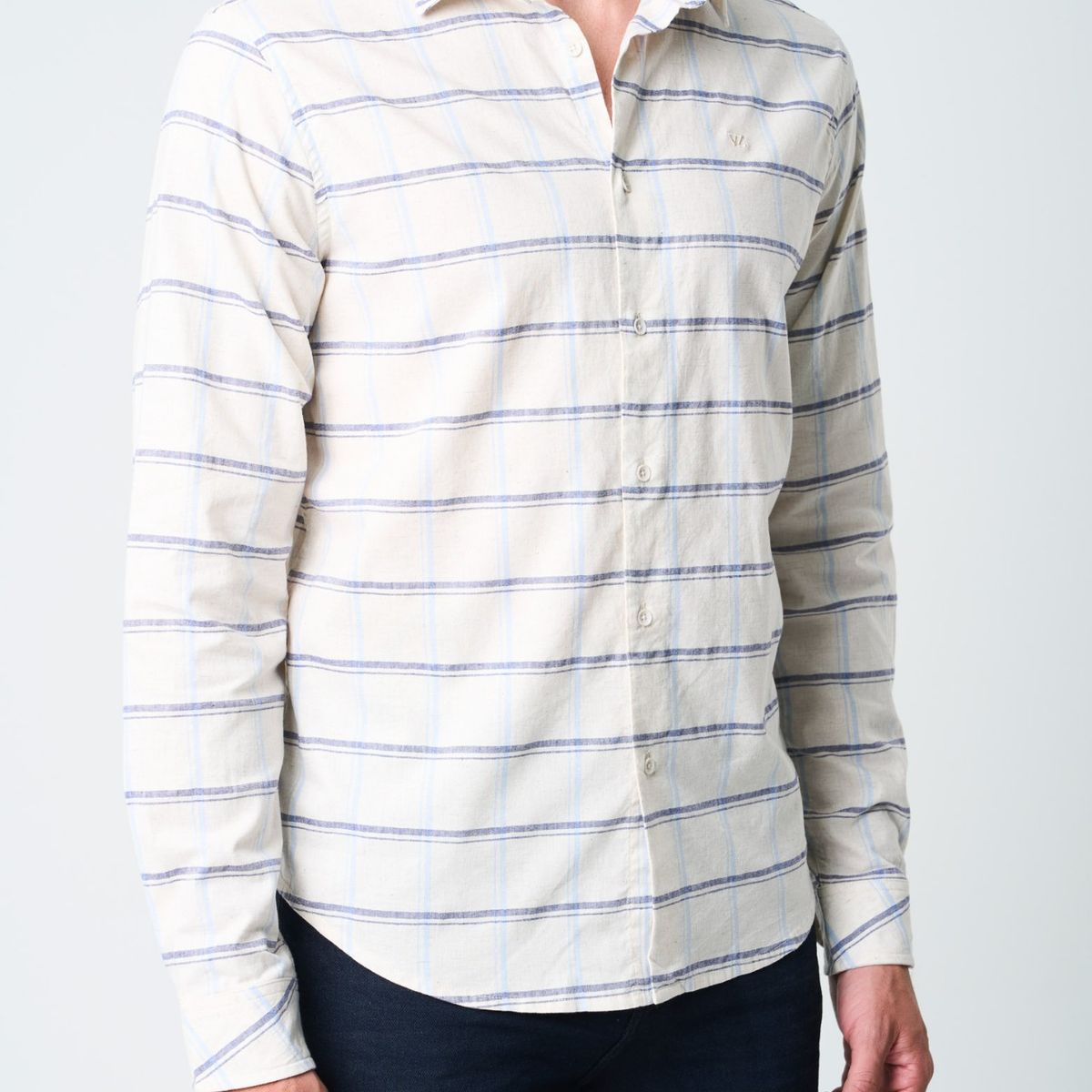 VELEZ - Vélez Camisa Semi Fitted Hombre Estampación Cuadros Arena