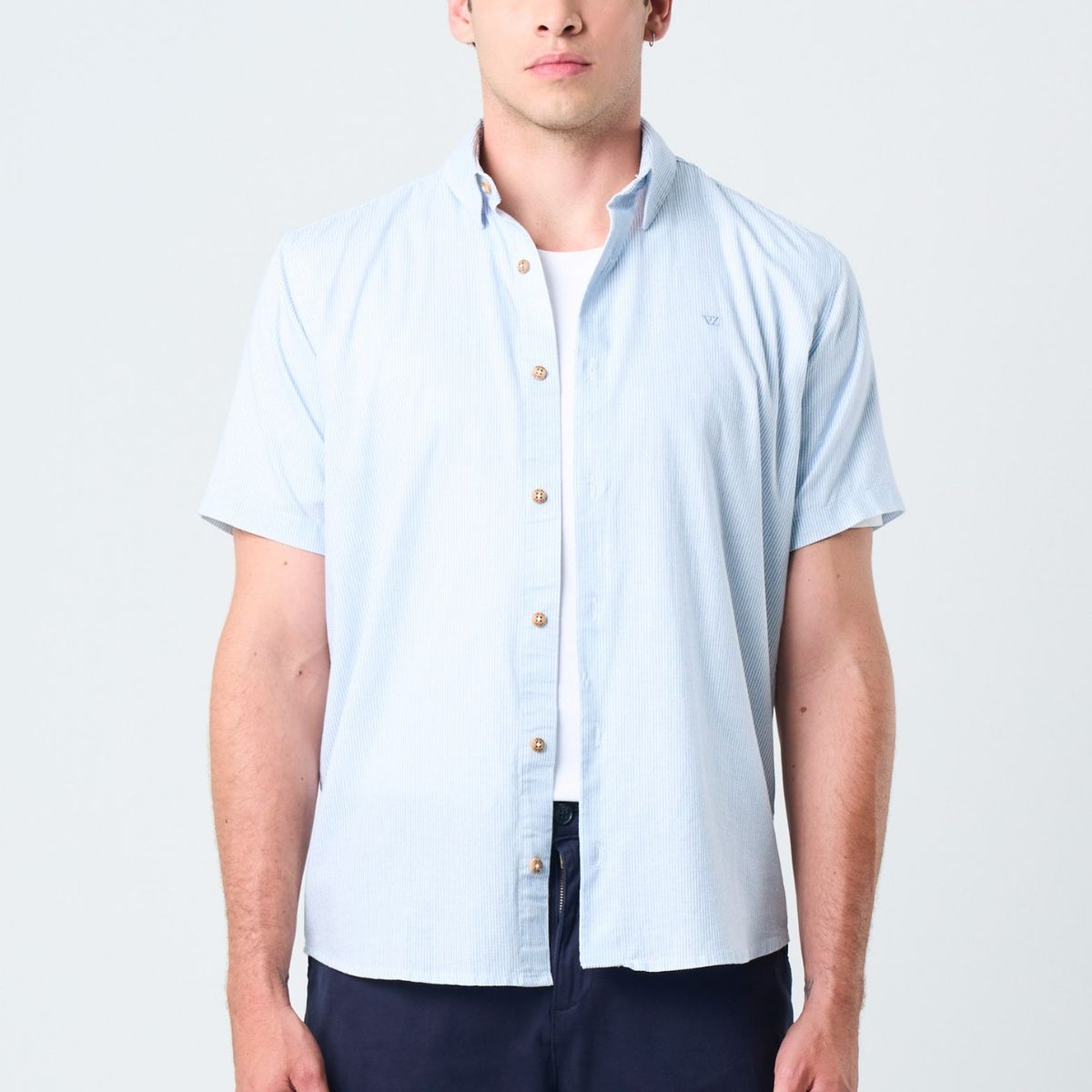 VELEZ - Vélez Camisa Manga Corta Enif Hombre Clásica Azul Claro