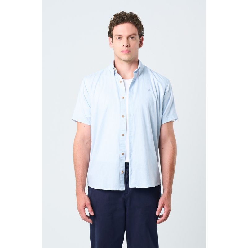 VELEZ - Vélez Camisa Manga Corta Enif Hombre Clásica Azul Claro