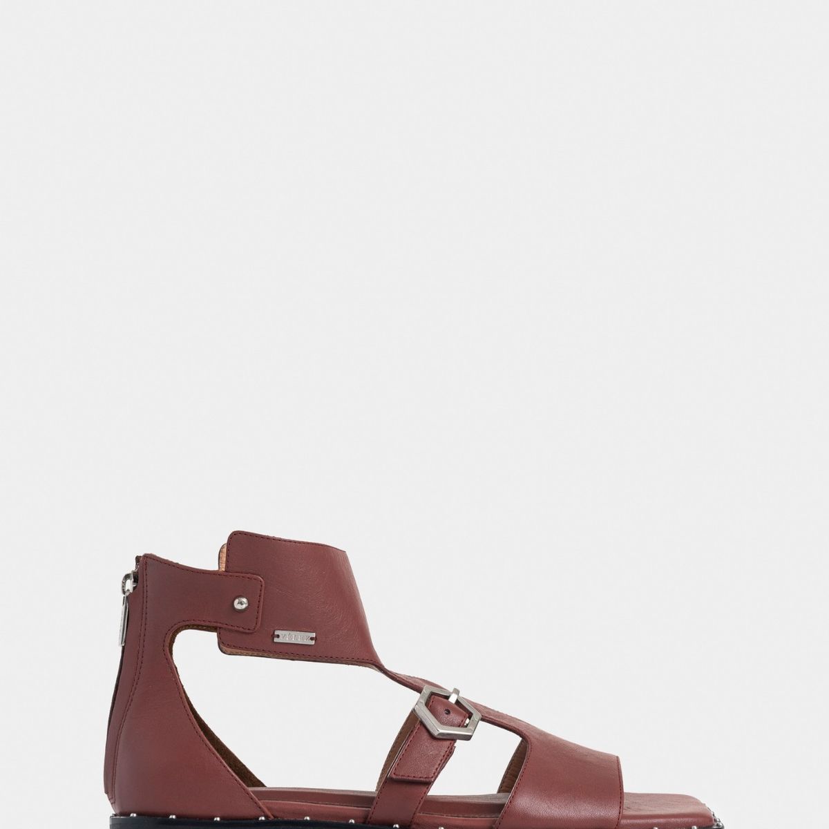 VELEZ - Vélez Sandalias Plana Lisha Cuero Mujer Taches Vinotinto