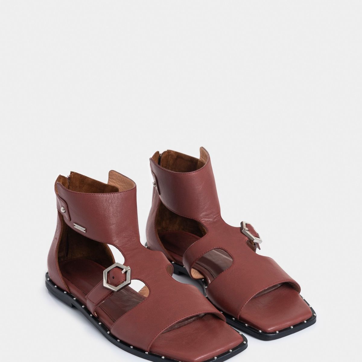 VELEZ - Vélez Sandalias Plana Lisha Cuero Mujer Taches Vinotinto