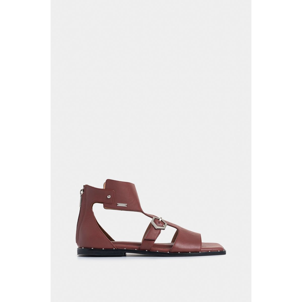 VELEZ - Vélez Sandalias Plana Lisha Cuero Mujer Taches Vinotinto