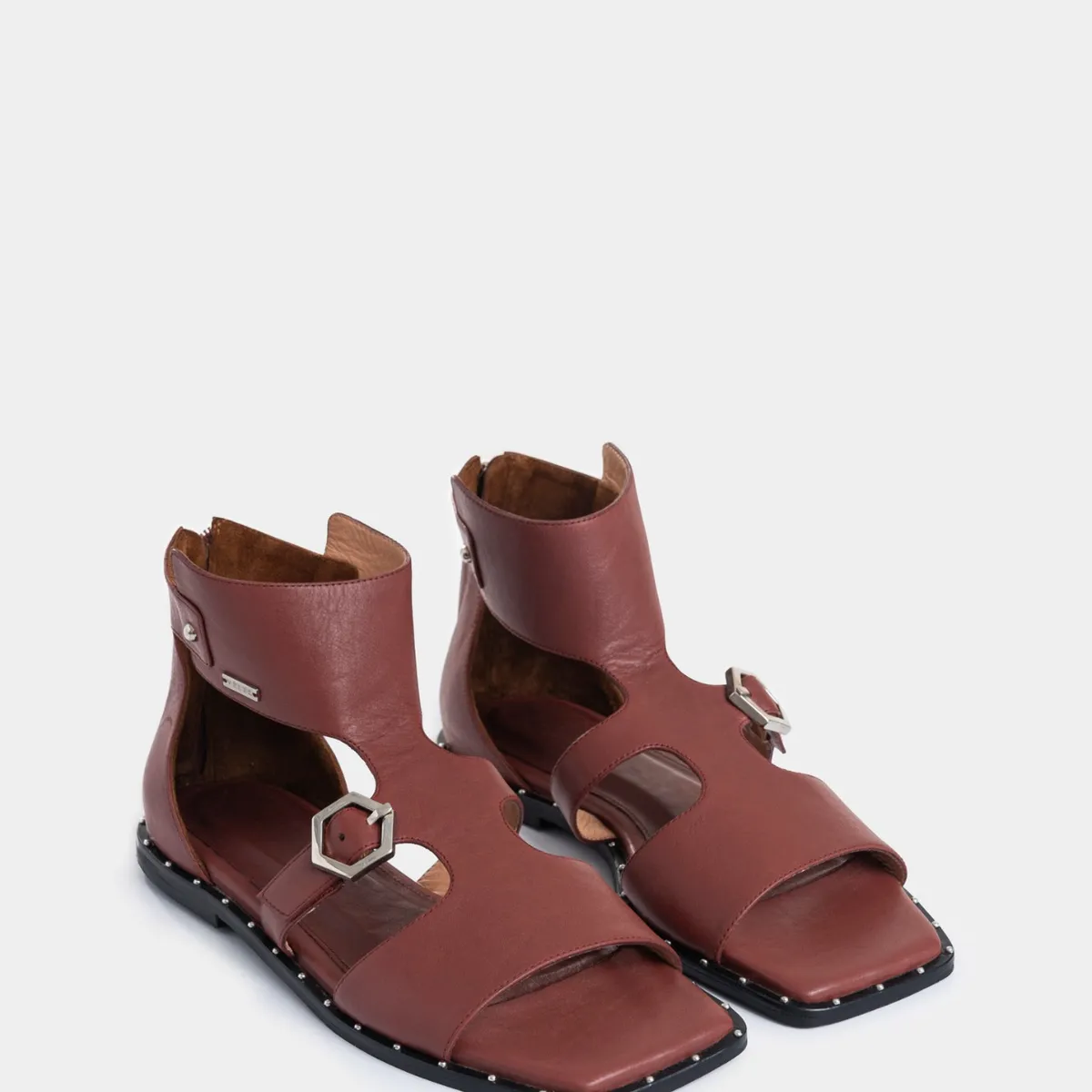 VELEZ - Vélez Sandalias Plana Lisha Cuero Mujer Taches Vinotinto