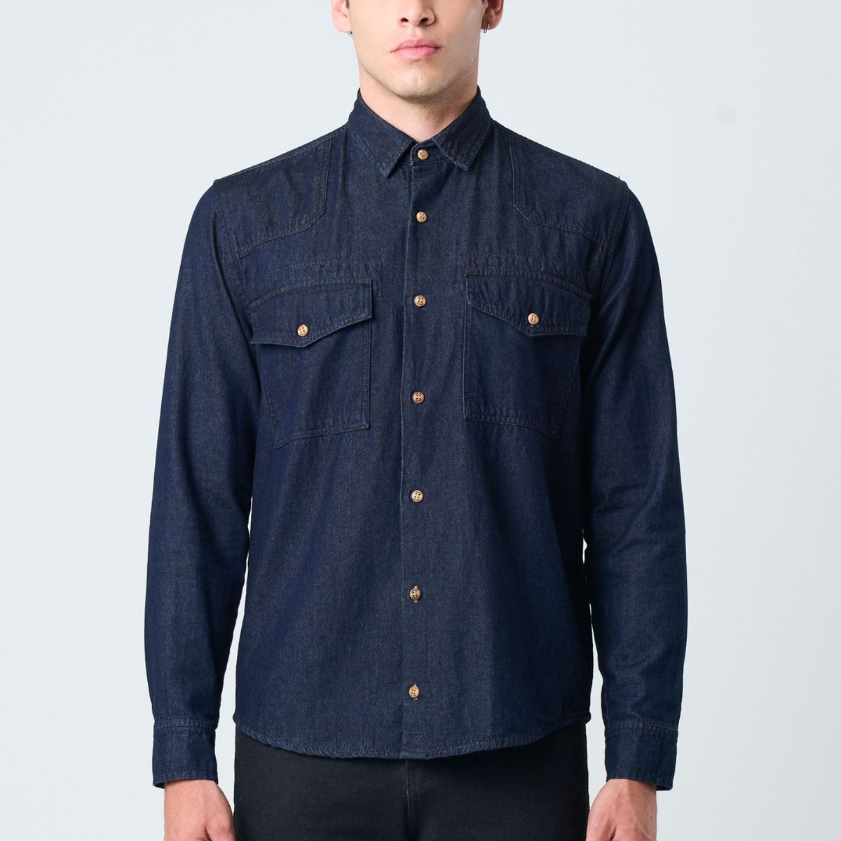 VELEZ - Vélez Camisa Manga Larga Brescia Hombre Semi Fit Azul Oscuro