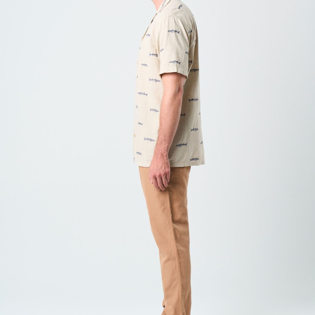 VELEZ - Vélez Camisa Manga Corta Peces En Lino Hombre Resort Arena