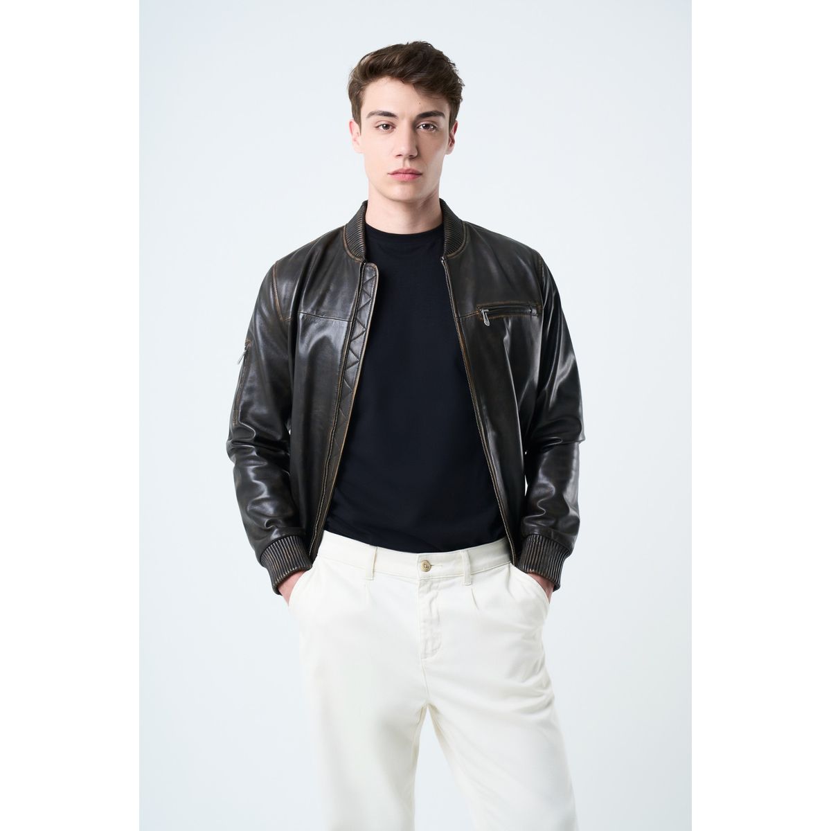 VELEZ - Vélez Casaca Sika De Cuero Para Hombre Silueta Rider Bronce