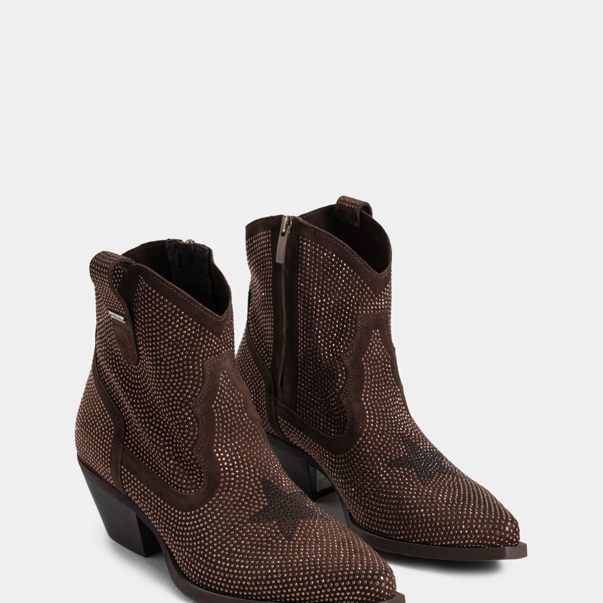 VELEZ - Vélez Botines Tacón Viana Cuero Mujer Sesgos Contraste Café