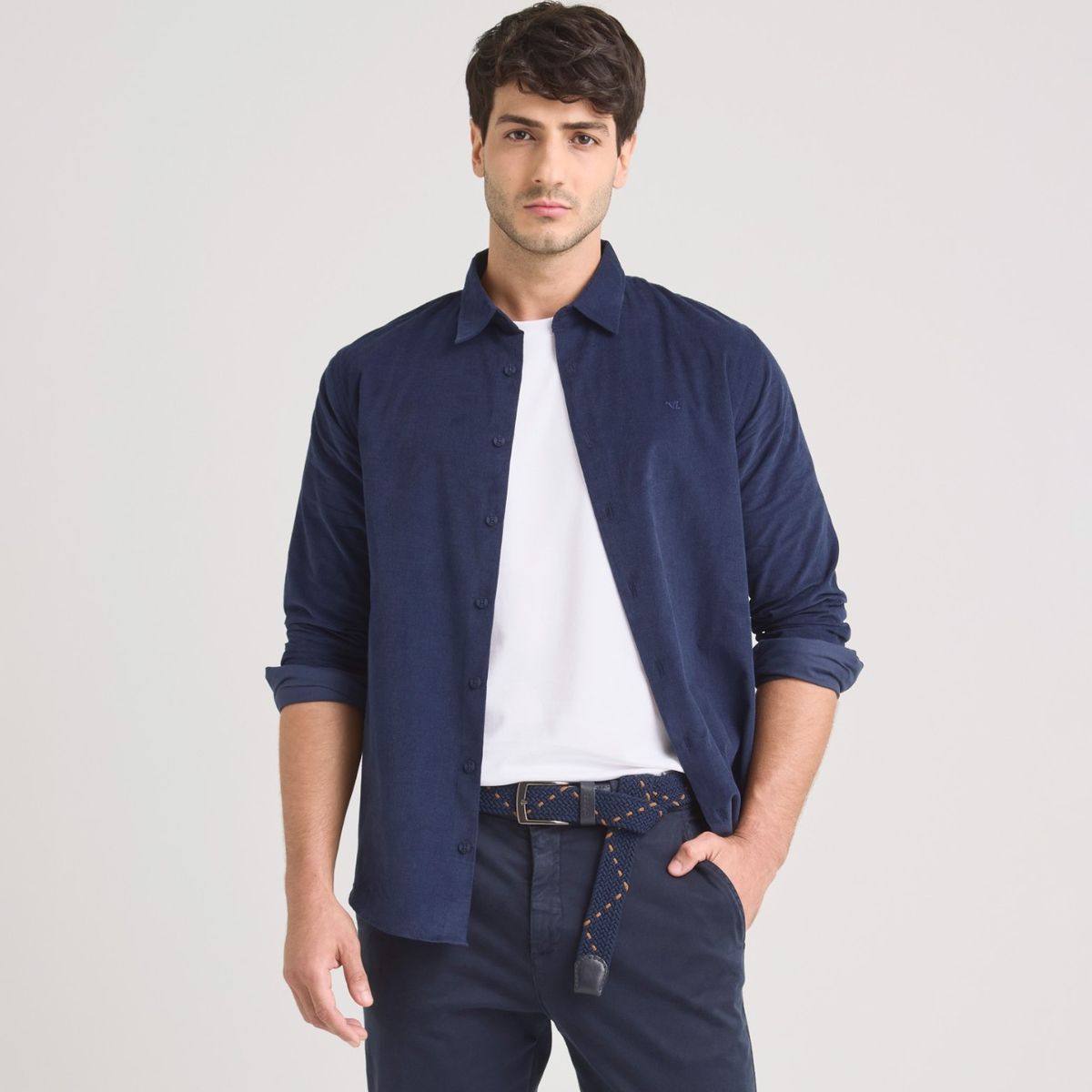 VELEZ - Vélez Camisa Parús En Algodón Hombre Corduroy Azul Oscuro