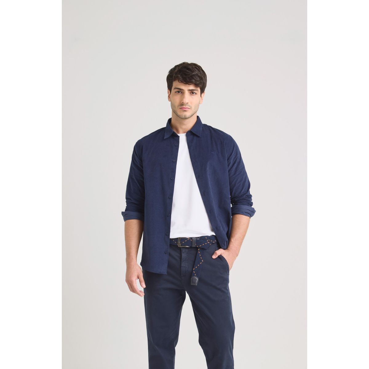 VELEZ - Vélez Camisa Parús En Algodón Hombre Corduroy Azul Oscuro