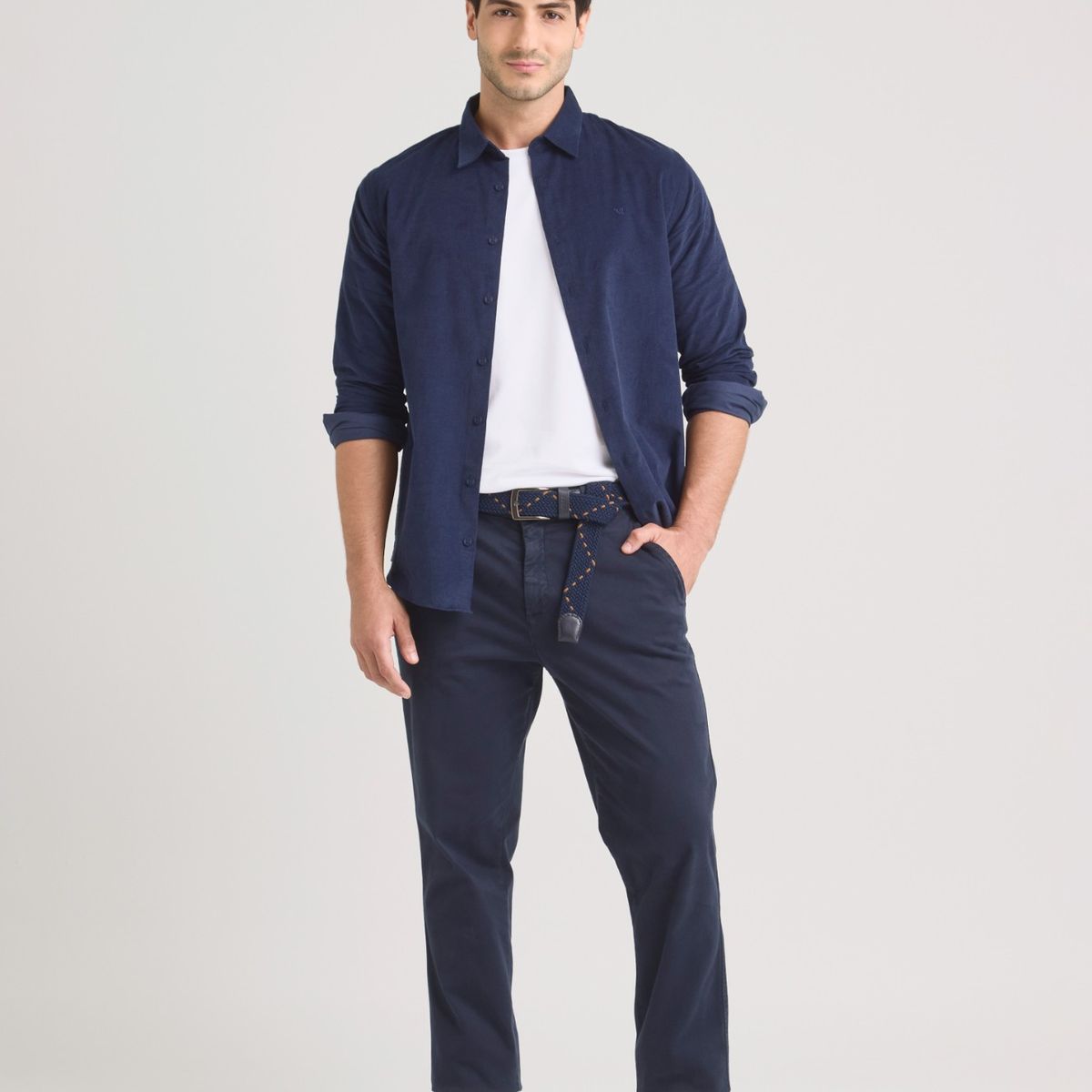 VELEZ - Vélez Camisa Parús En Algodón Hombre Corduroy Azul Oscuro