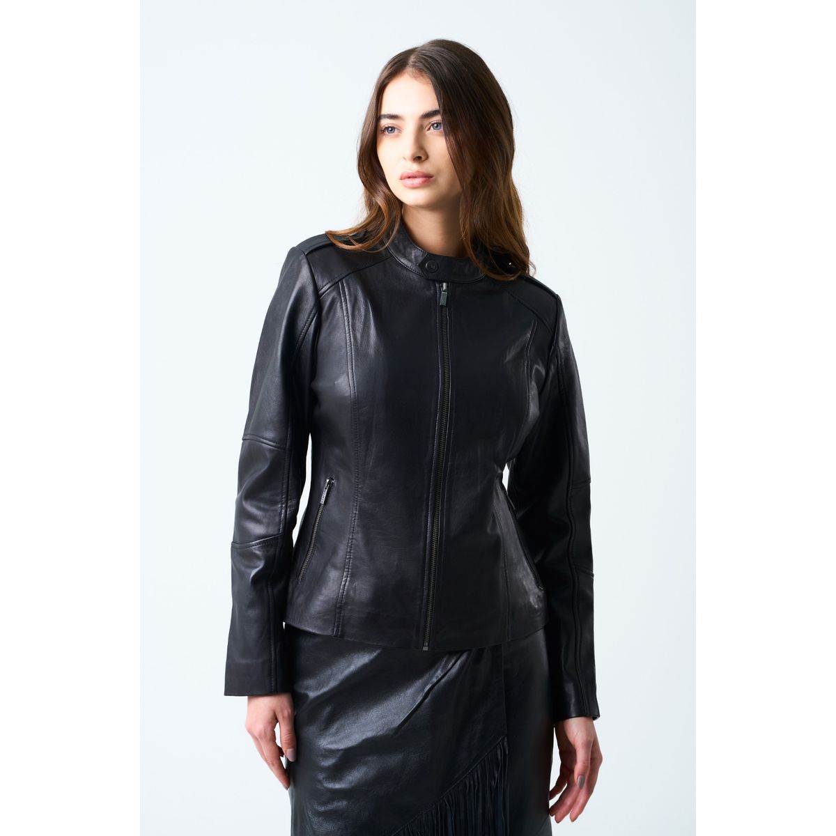 VELEZ - Vélez Casaca Rider De Cuero Para Mujer Fit Slim Negro