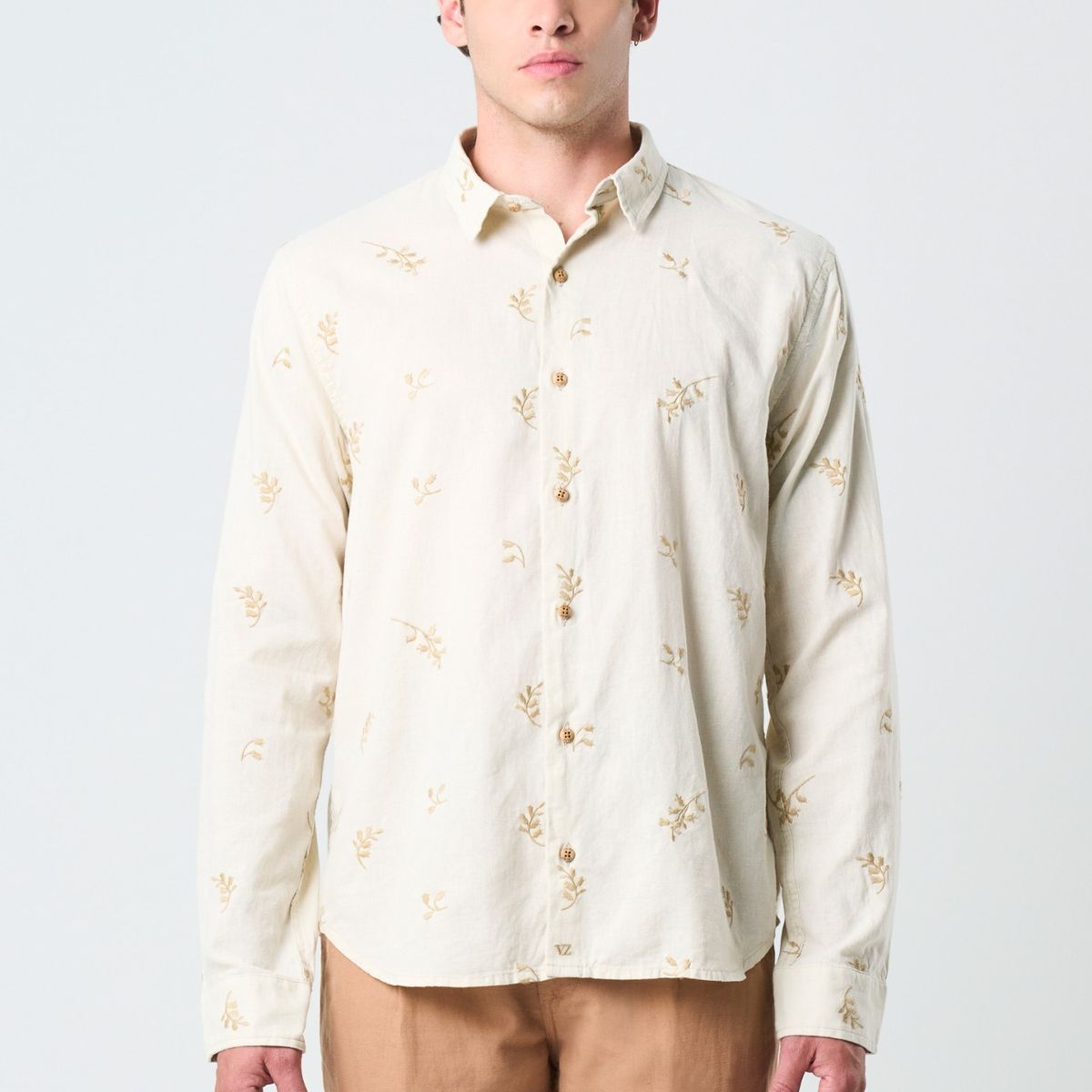 VELEZ - Vélez Camisa Manga Larga Wezen Para Hombre Bordada Arena