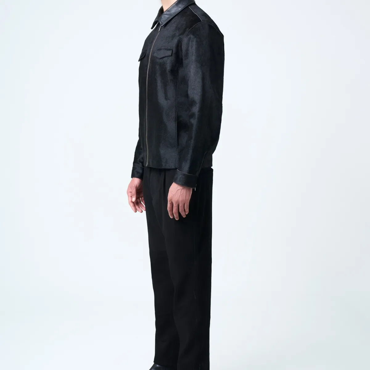 VELEZ - Vélez Casaca Lyra De Cuero Pelo Hombre Silueta Trucker Negro