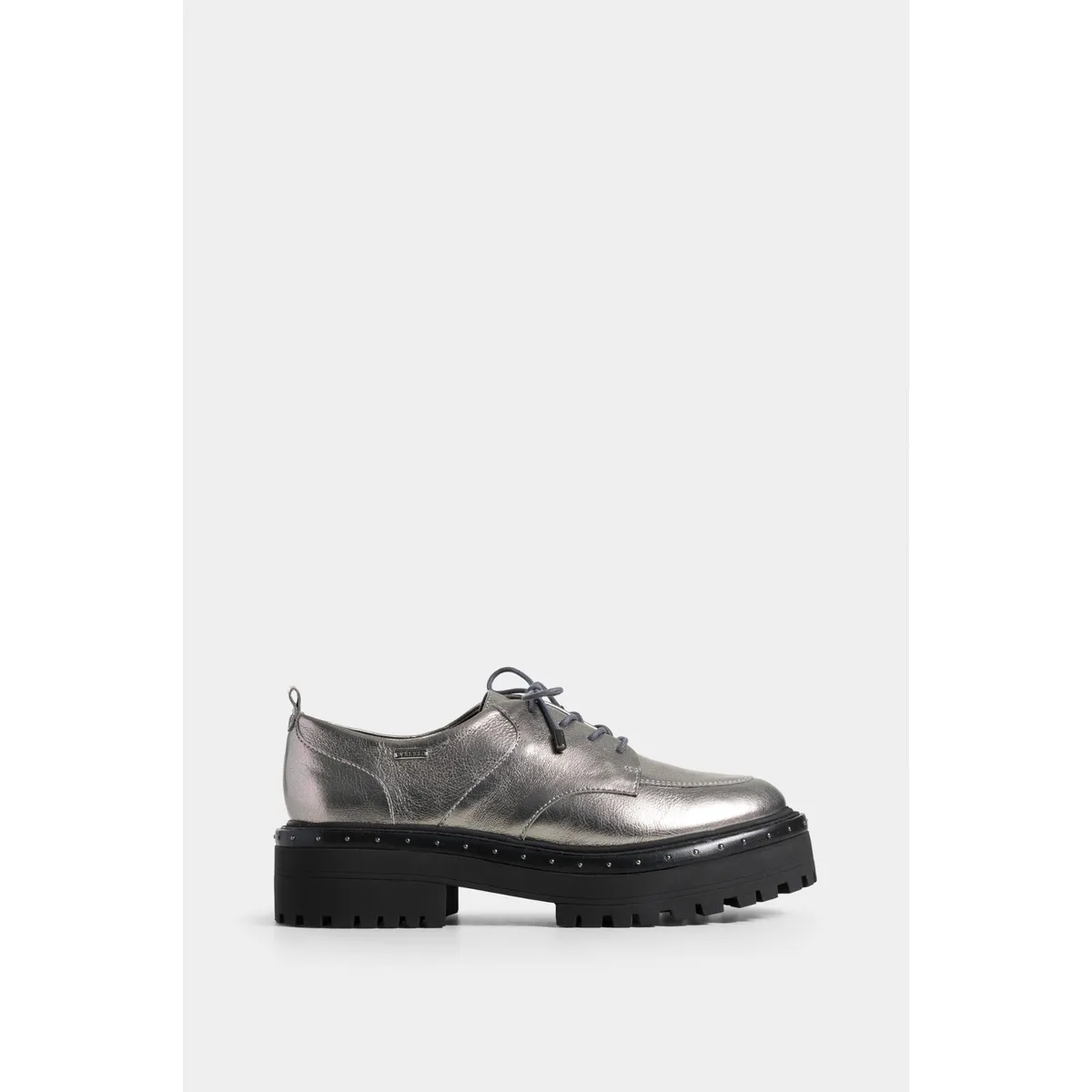 VELEZ - Vélez Zapatos Cordón Thalia Cuero Tipo Mujer Taches Plata