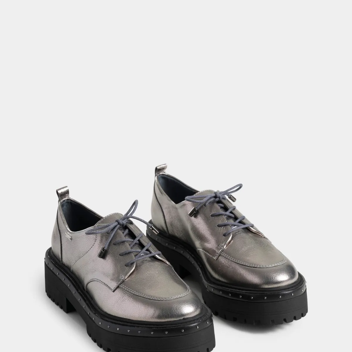 VELEZ - Vélez Zapatos Cordón Thalia Cuero Tipo Mujer Taches Plata